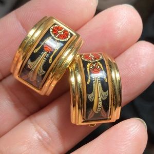 Authentic Hermes Cloisonné Enamel Earrings